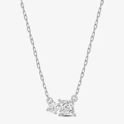 Fine Jewelry (f / Si2) Womens 1/2 Ct. T.w. Lab Grown White Diamond 10k White Gold 18 Inch Pendant Necklace