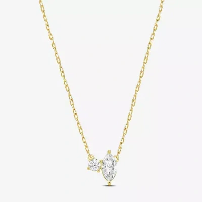 Fine Jewelry (f / Si2) Womens 1/2 Ct. T.w. Lab Grown White Diamond 10k White Gold 18 Inch Pendant Necklace In Yellow