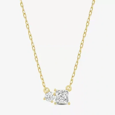 Fine Jewelry (f / Si2) Womens 1/2 Ct. T.w. Lab Grown White Diamond 10k White Gold 18 Inch Pendant Necklace In Yellow
