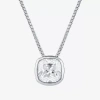Fine Jewelry (f / Si2) Womens 2 Ct. Lab Grown White Diamond 10k White Gold Cushion 18 Inch Pendant Necklace In Transparent