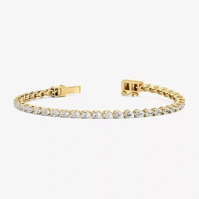 Fine Jewelry (f / Si2) Womens 5 Ct. T.w. Lab Grown White Diamond 10k Gold 7 3/4 Inch Tennis Bracelet In Transparent