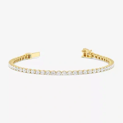 Fine Jewelry (f / Si2) Womens 5 Ct. T.w. Lab Grown White Diamond 10k Gold 7.5 Inch Tennis Bracelet In Transparent