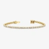 Fine Jewelry (f / Si2) Womens 5 Ct. T.w. Lab Grown White Diamond 10k Gold 7.5 Inch Tennis Bracelet In Transparent