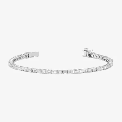Fine Jewelry (f / Si2) Womens 5 Ct. T.w. Lab Grown White Diamond 10k White Gold 7.5 Inch Tennis Bracelet In Transparent