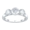 Fine Jewelry (f / Vs2) Womens 2 Ct. T.w. Lab Grown White Diamond 14k White Gold 3-stone Engagement Ring In White