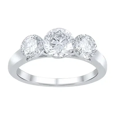 Fine Jewelry (f / Vs2) Womens 2 Ct. T.w. Lab Grown White Diamond 14k White Gold 3-stone Engagement Ring