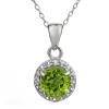 Fine Jewelry Faceted Genuine Peridot & White Topaz Sterling Silver Pendant Necklace In Transparent