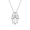 Fine Jewelry Faith" Womens Diamond-accent Natural Diamond Hamsa Necklace In Sterling Silver" In Transparent