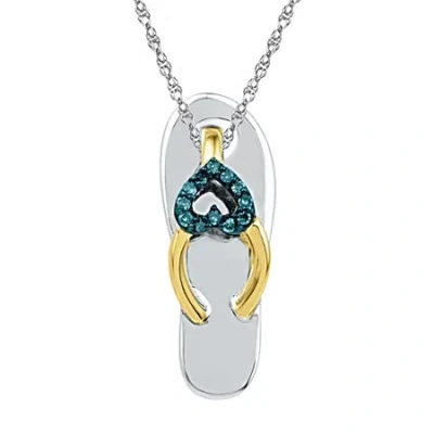 Fine Jewelry Flip Flop Womens Diamond Accent Natural Blue Diamond 10k Gold Over Silver 18 Inch Pendant Necklace In Transparent