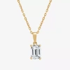 Fine Jewelry ( F/si1-si2 ) Womens 1 Ct. T.w. Lab-grown White Diamond 10k Gold 18 Inch Emerald Pendant Necklace In Yellow