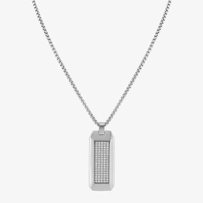 Fine Jewelry (f,si2) Mens 1 1/4 Ct. T.w. Lab Grown White Diamond Stainless Steel 24 Inch Pendant Necklace In Transparent