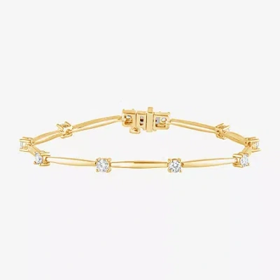 Fine Jewelry (f/vs2) Womens 14k Gold Over Silver 7 Inch Solid Chain Bracelet In Yellow