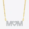 Fine Jewelry (g-h / I1-12) "mom" Womens 1/3 Ct. T.w. Lab Grown White Diamond 10k Gold Heart 16 Inch Pendant Neckl In Transparent