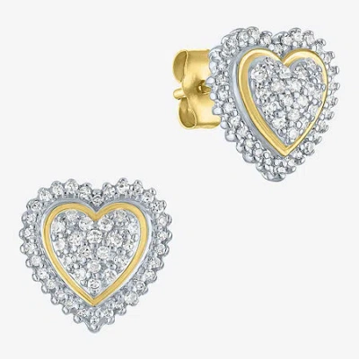 Fine Jewelry (g-h / I1-i2) 1/3 Ct.t.w. Lab-grown Diamond 10k Gold 11mm Heart Stud Earrings In Yellow