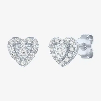 Fine Jewelry (g-h / I1-i2) 1/4 Ct. T.w. Lab Grown White Diamond Sterling Silver Heart Stud Earrings