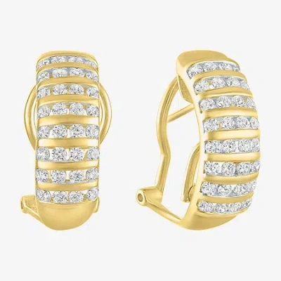 Fine Jewelry (g-h / I1-i2) Womens 1 Ct. T.w. Lab Grown White Diamond 10k Gold 23mm Hoop Earrings In Transparent