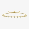 Fine Jewelry (g-h / I1-i2) Womens 1/10 Ct. T.w. Lab Grown White Diamond 14k Gold Over Silver Heart Bolo Bracelet In Transparent