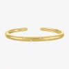 Fine Jewelry (g-h / I1-i2) Womens 1/10 Ct. T.w. White Diamond 14k Gold Over Stainless Steel Cuff Bracelet In Transparent