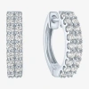 Fine Jewelry (g-h / I1-i2) Womens 1/2 Ct. T.w. Lab Grown White Diamond 10k White Gold 13.6mm Hoop Earrings In Transparent