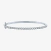 Fine Jewelry (g-h / I1-i2) Womens 1/2 Ct. T.w. Lab Grown White Diamond 14k Gold Over Silver Bangle Bracelet In Silver