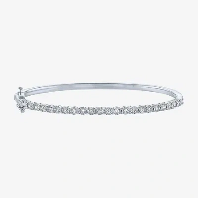 Fine Jewelry (g-h / I1-i2) Womens 1/2 Ct. T.w. Lab Grown White Diamond 14k Gold Over Silver Bangle Bracelet