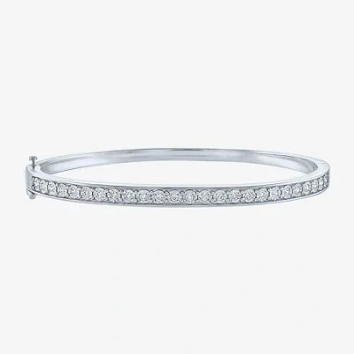 Fine Jewelry (g-h / I1-i2) Womens 1/2 Ct. T.w. Lab Grown White Diamond Sterling Silver Bangle Bracelet