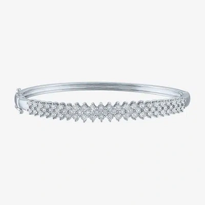 Fine Jewelry (g-h / I1-i2) Womens 1/2 Ct. T.w. Lab Grown White Diamond Sterling Silver Bangle Bracelet In Transparent