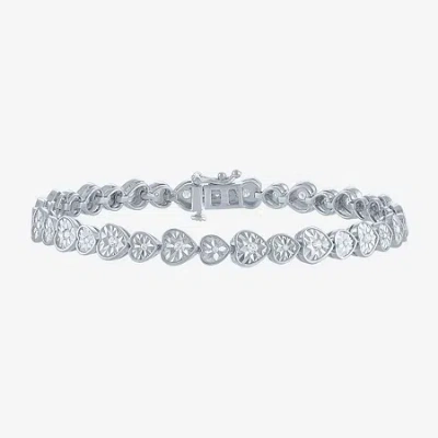 Fine Jewelry (g-h / I1-i2) Womens 1/2 Ct. T.w. Lab Grown White Diamond Sterling Silver Heart 7.25 Inch Tennis Bra