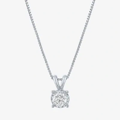 Fine Jewelry (g-h / I1-i2) Womens 1/3 Ct. Lab-grown Diamond Sterling Silver Round 18 Inch Pendant Necklace In White