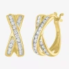 Fine Jewelry (g-h / I1-i2) Womens 1/3 Ct. T.w. Lab Grown White Diamond 10k Gold 12.8mm Hoop Earrings In Transparent