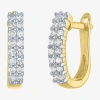 Fine Jewelry (g-h / I1-i2) Womens 1/3 Ct. T.w. Lab Grown White Diamond 10k Gold 13.8mm Hoop Earrings In Transparent