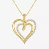 Fine Jewelry (g-h / I1-i2) Womens 1/3 Ct. T.w. Lab Grown White Diamond 10k Gold Heart 16 Inch Pendant Necklace In Transparent