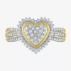 Fine Jewelry (g-h / I1-i2) Womens 1/3 Ct.t.w. Lab-grown Diamond 10k Gold Heart Halo Cocktail Ring In Transparent