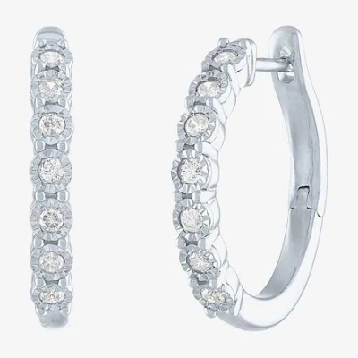Fine Jewelry (g-h / I1-i2) Womens 1/4 Ct. T.w. Lab Grown White Diamond Sterling Silver 20mm Hoop Earrings