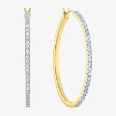Fine Jewelry (g-h / I1-i2) Womens 1/4 Ct. T.w. Lab Grown White Diamond Sterling Silver 40mm Hoop Earrings In Multi