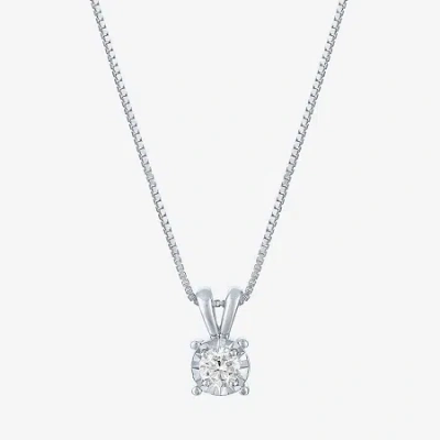 Fine Jewelry (g-h / I1-i2) Womens 1/5 Ct. Lab Grown White Diamond Sterling Silver Round 18 Inch Pendant Necklace