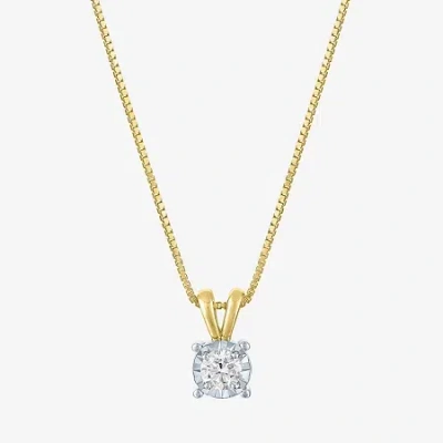 Fine Jewelry (g-h / I1-i2) Womens 1/5 Ct. Lab Grown White Diamond Sterling Silver Round 18 Inch Pendant Necklace In Yellow