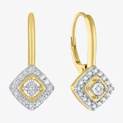 Fine Jewelry (g-h / I1-i2) Womens 1/6 Ct. T.w. Lab Grown White Diamond 10k Gold 19.3mm Cushion Hoop Earrings In Transparent