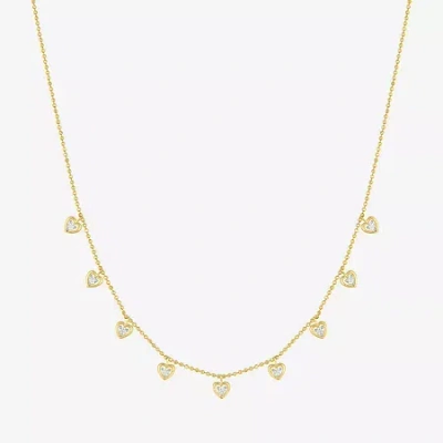 Fine Jewelry (g-h/ I1-i2) Womens 1/6 Ct. T.w. Lab Grown White Diamond 14k Gold Over Silver Sterling Silver Heart  In Transparent