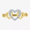 Fine Jewelry (g-h / I1-i2) Womens Diamond-accent Lab-grown Diamond 10k Gold Heart Cocktail Ring In Transparent