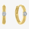 Fine Jewelry (g-h / I1-i2) Womens Diamond Accent Lab Grown White Diamond Accent 10k White Gold 11mm Hoop Earrings In Yellow