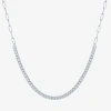 Fine Jewelry (g-h / I1-i2) Womens White Diamond Sterling Silver 13 Inch Tennis Necklace In Transparent