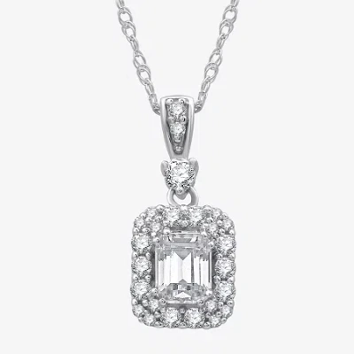 Fine Jewelry (g-h / Si1-i1) Womens 3/4 Ct. T.w. Lab Grown White Diamond 10k White Gold 18 Inch Pendant Necklace In Transparent