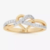 Fine Jewelry (g-h / Si1-si2) Womens 1/4 Ct. T.w. Lab Grown White Diamond 10k Gold Heart Bypass Cocktail Ring In Transparent
