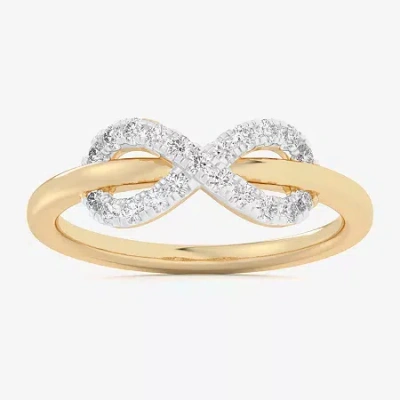 Fine Jewelry (g-h / Si1-si2) Womens 1/4 Ct. T.w. Lab Grown White Diamond 10k Gold Infinity Bypass Cocktail Ring In Transparent