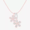 Fine Jewelry (g-h / Si1-si2) Womens 1/4 Ct. T.w. Lab Grown White Diamond 10k Rose Gold Flower 18 Inch Pendant Nec In Transparent