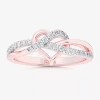 Fine Jewelry (g-h / Si1-si2) Womens 1/4 Ct. T.w. Lab Grown White Diamond 10k Rose Gold Heart Bypass Cocktail Ring In Pink