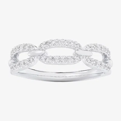 Fine Jewelry (g-h / Si1-si2) Womens 1/4 Ct. T.w. Lab Grown White Diamond 10k White Gold Cocktail Ring