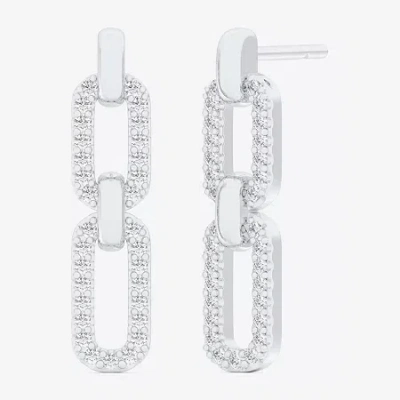 Fine Jewelry (g-h / Si1-si2) Womens 1/4 Ct. T.w. Lab Grown White Diamond 10k White Gold Paperclip Drop Earrings In Transparent
