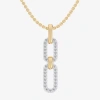 Fine Jewelry (g-h / Si1-si2) Womens 1/6 Ct. T.w. Lab Grown White Diamond 10k Gold Paperclip 18 Inch Pendant Neckl In Transparent